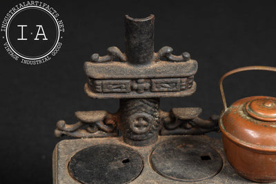 Antique Cast Iron “Queen” Toy Stove with Accessories