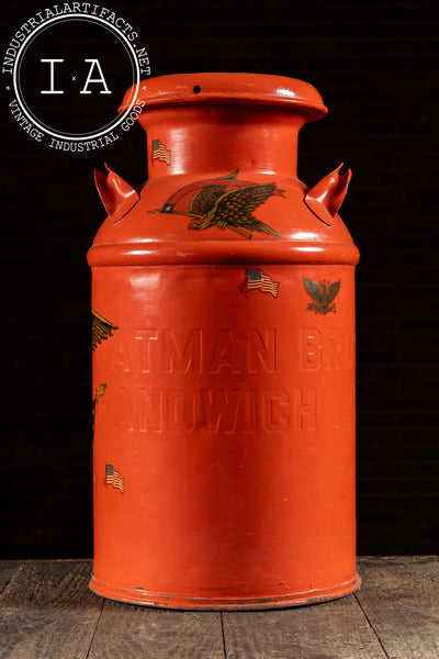 Antique Oatman Bros. Painted Steel Milk Can