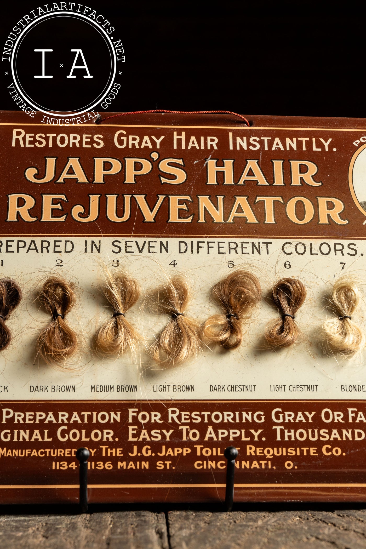 Early 20th Century Japp's Hair Rejuvenator Tin Litho Advertising Sign