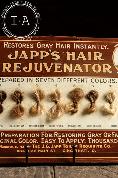 Early 20th Century Japp's Hair Rejuvenator Tin Litho Advertising Sign