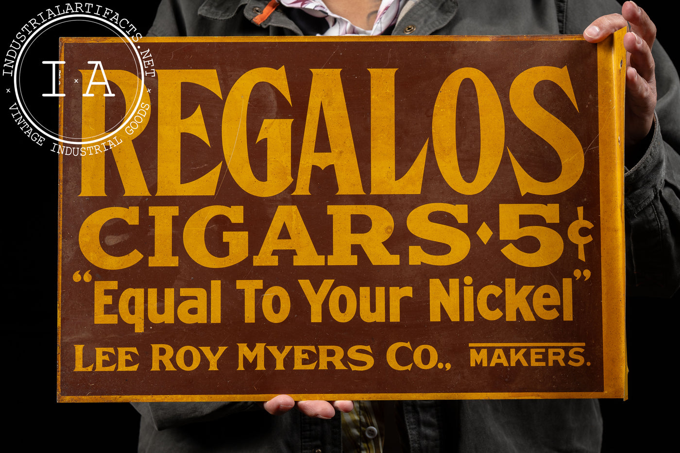 Antique Regalos Cigars Double-Sided Tin Flange Sign