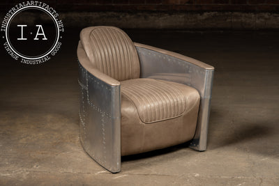 Vintage Pair of Aviator Chairs with Ottoman in Gray by RH