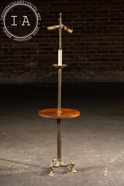 Antique Brass Floor Ashtray Lamp