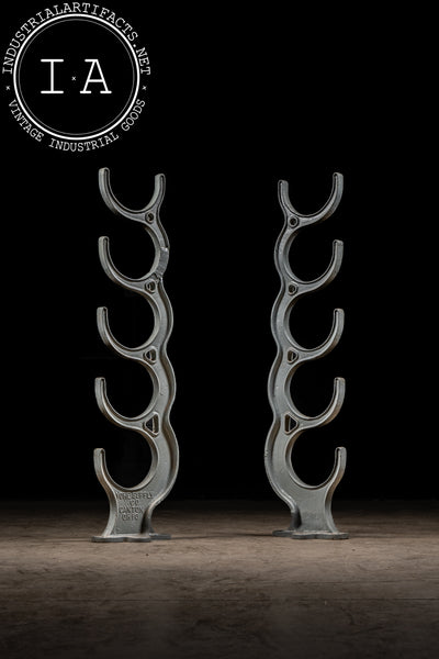Antique Industrial Cast Iron Pipe Rack Set by Yohe Supply Co.