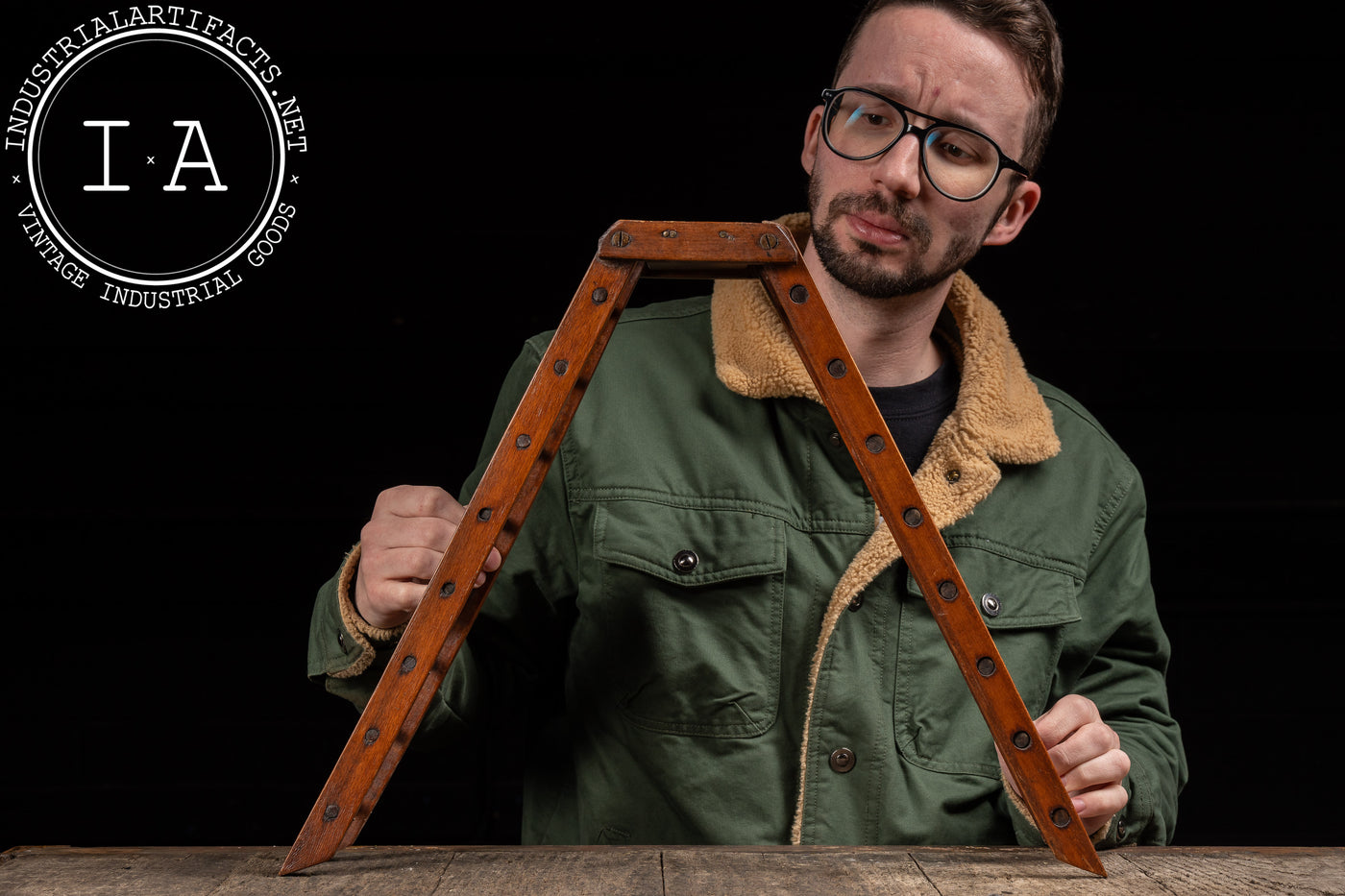 Early Salesman Sample Wooden Folding Ladder