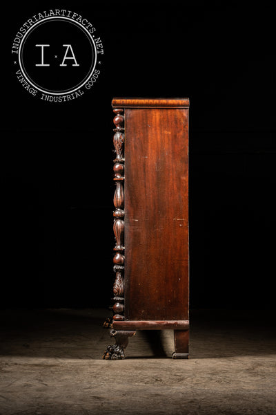 c. 1825-30s Mahogany Empire Bookshelf With Glass Doors