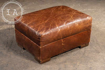 Full Grain Leather Leather Club Chair and Ottoman in Brown by RH