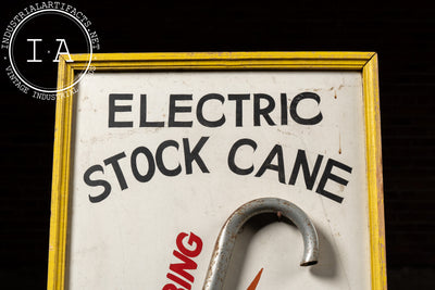 Antique Electric Stock Cane Painted Masonite Self-Standing Sign