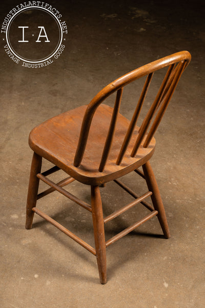 Antique Farmhouse Rail Back Oak Dining Chair