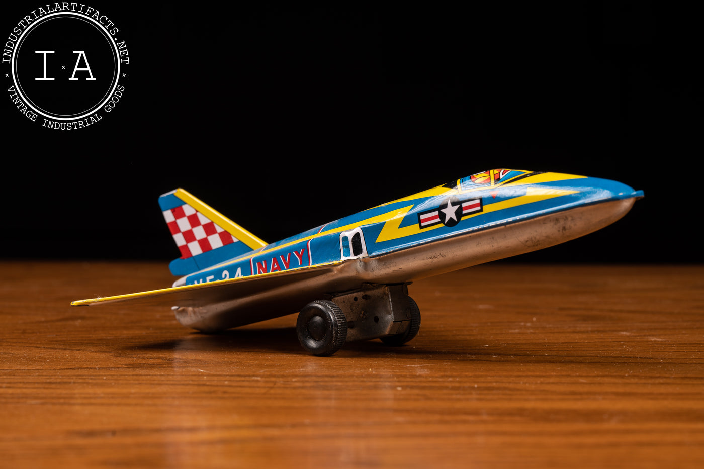 Vintage Japanese Tin Litho US Navy Jet Plane Toy