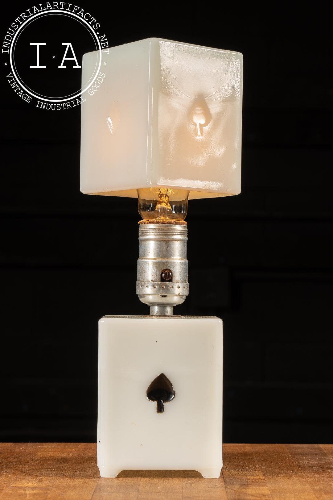 Antique Milk Glass Playing Card Accent Lamp – Industrial Artifacts