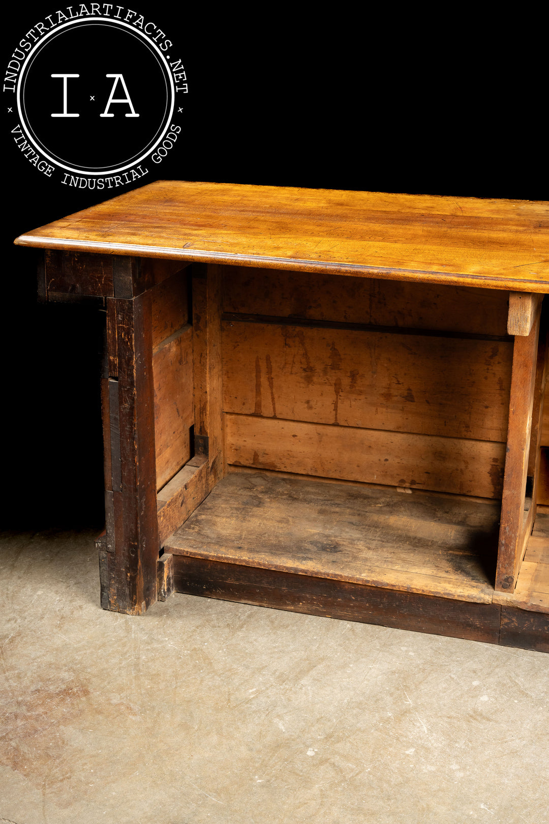 Antique 12-foot Wooden Store Counter – Industrial Artifacts