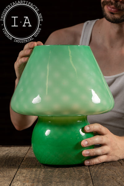 Mid-Century Modern Murano Cased Glass Mushroom Lamp in Green