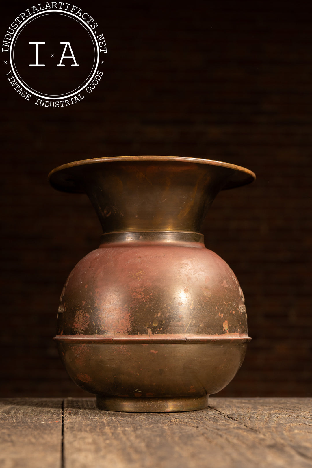 redskin brand chewing tobacco Vintage Cut Plug Brass Spittoon Original Patina Antique Redskin Brand Chewing Tobacco