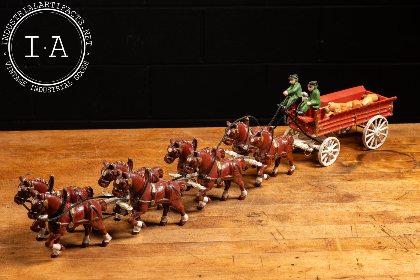 Early 20th Century Cast Iron Horse-Drawn Beer Wagon