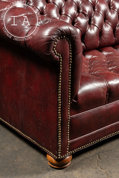 Vintage Tufted Leather Chesterfield Sofa in Burgundy