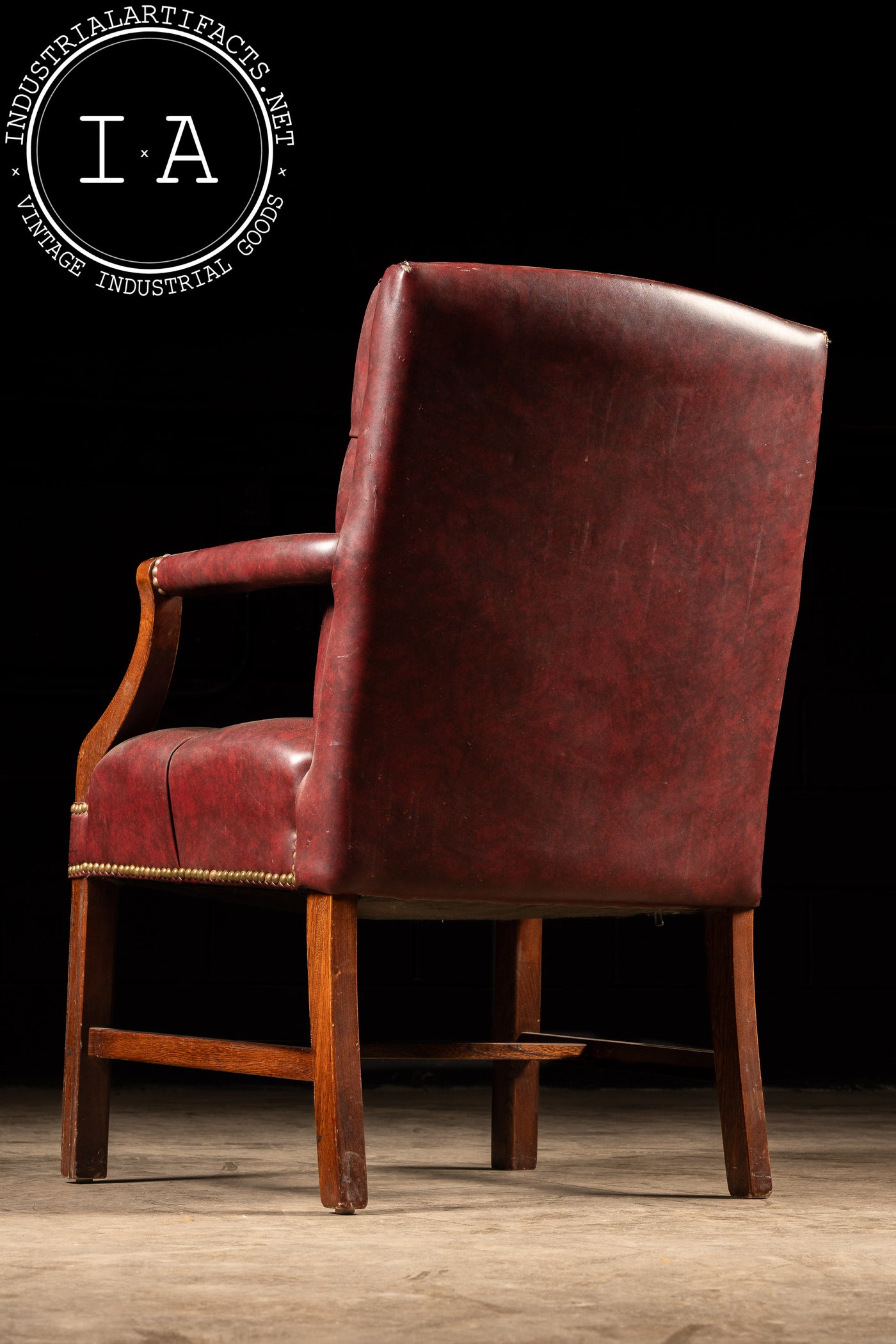 Set of Four Vintage Tufted Armchairs in Burgundy