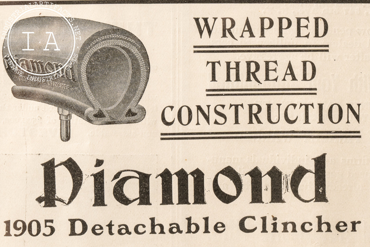 Early 20th Century Framed Diamond Tires Advertisement