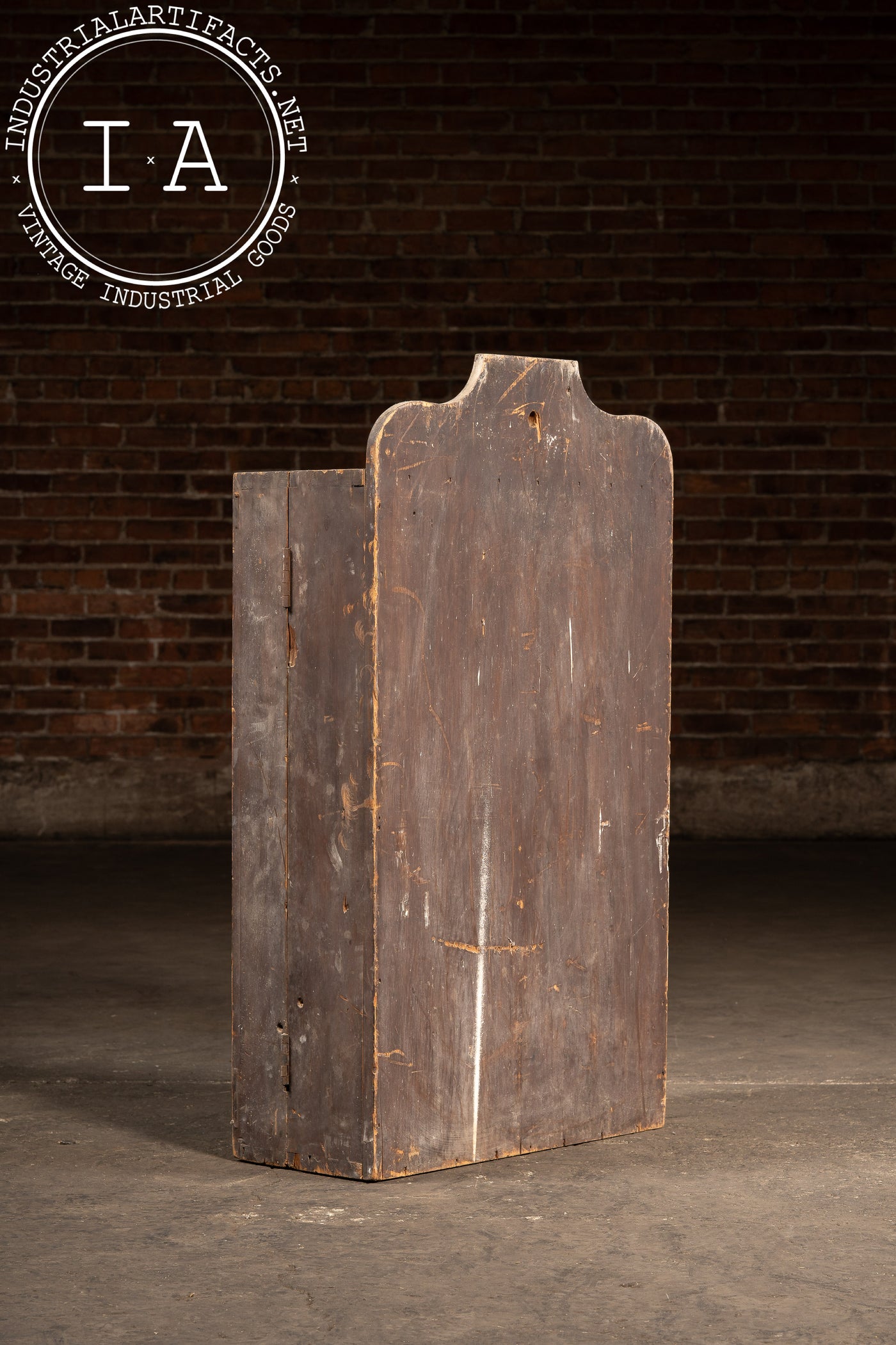 Antique Wooden Swing-Open Tool Cabinet