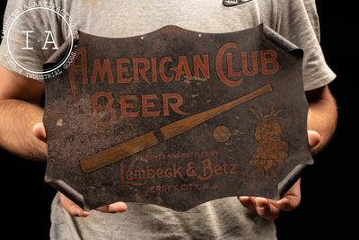 Pre-Prohibition American Club Beer Self-Framed Tin Sign