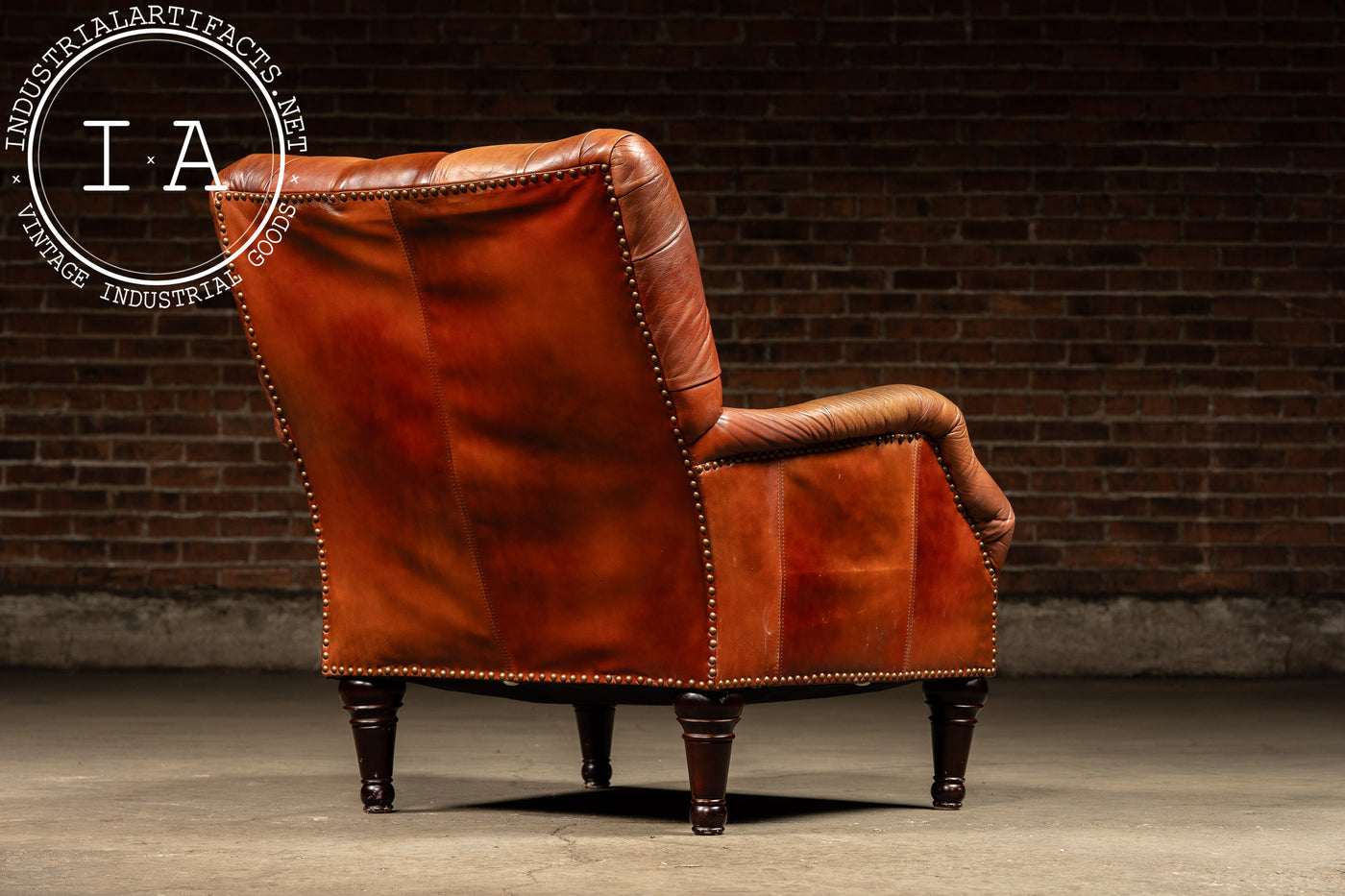 Tufted Chesterfield Sleepy Hollow Chair with Ottoman in Tan