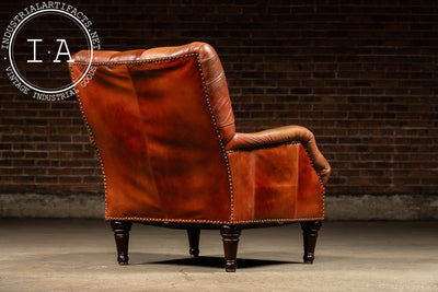 Tufted Chesterfield Sleepy Hollow Chair with Ottoman in Tan