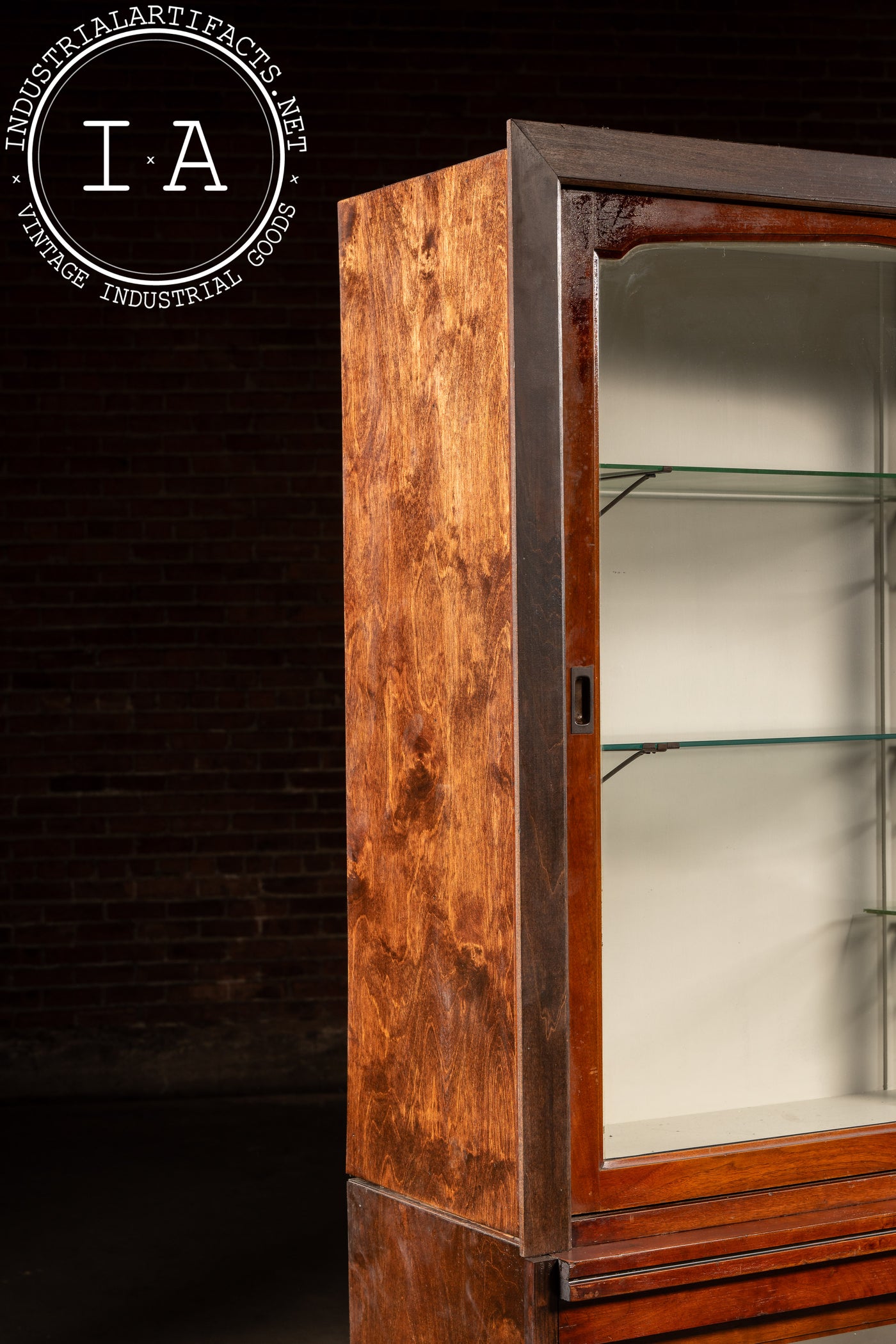 Early 20th Century Oak Display Cabinet with White Interior
