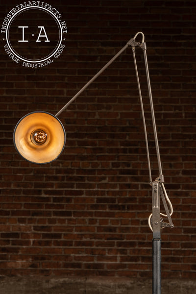 Antique Industrial Articulated Floor Lamp by Dazor