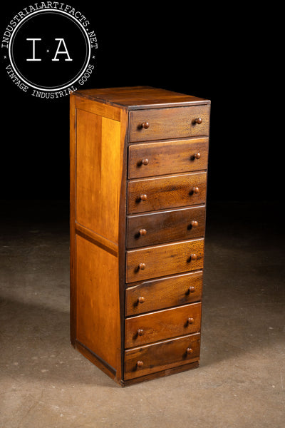 Antique Oak and Plywood Crazed Parts Cabinet