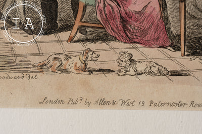 Two 1800s Lithos - L'Amour A Paris, London Party at Pope Joan