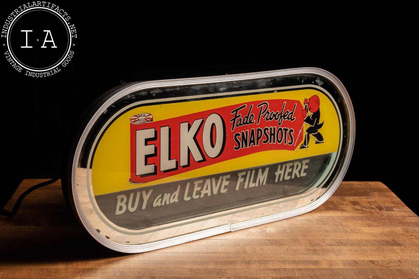 Vintage Lighted Elko Advertising Sign