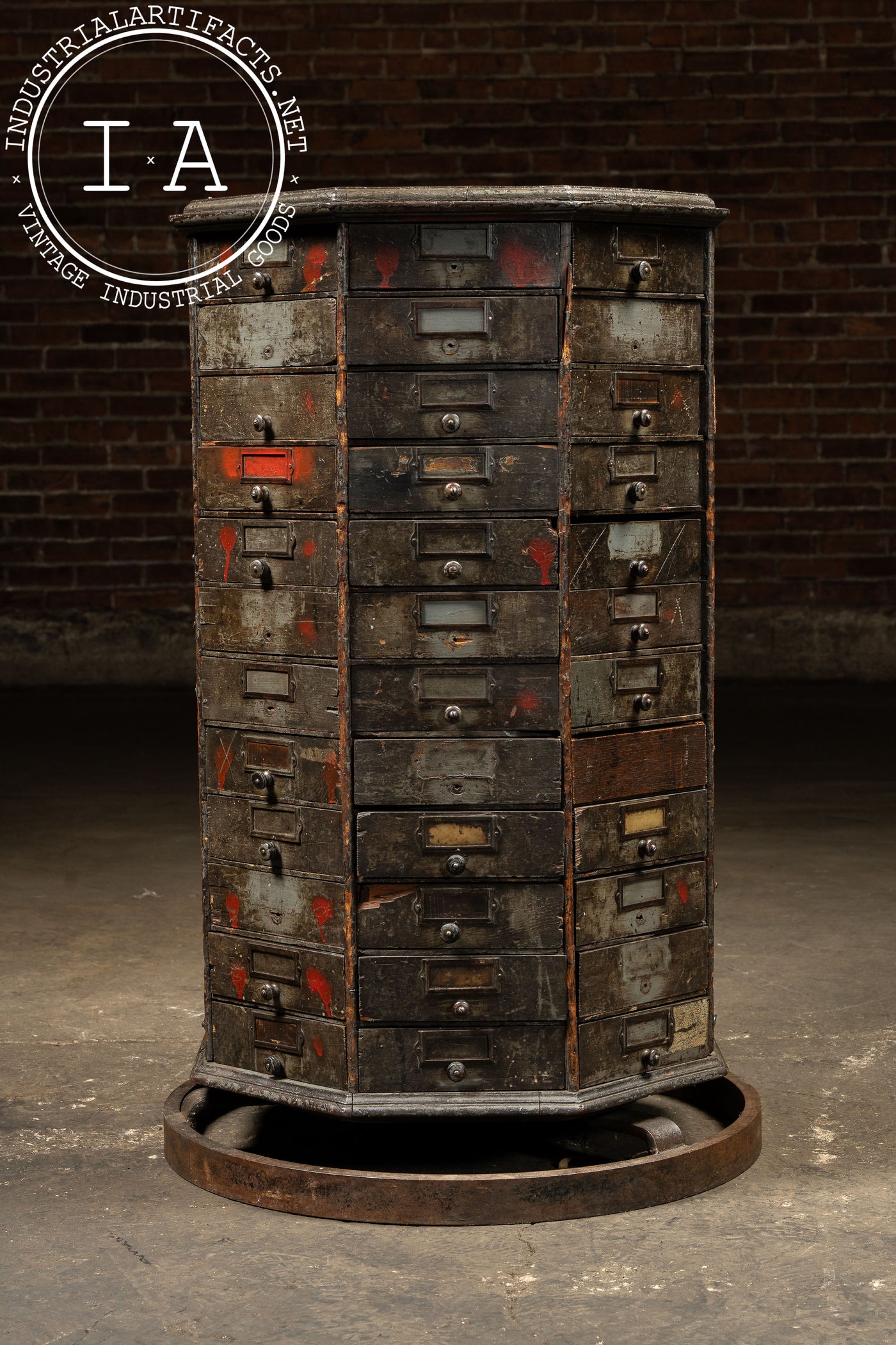 Antique Wooden American Bolt and Screw Cabinet