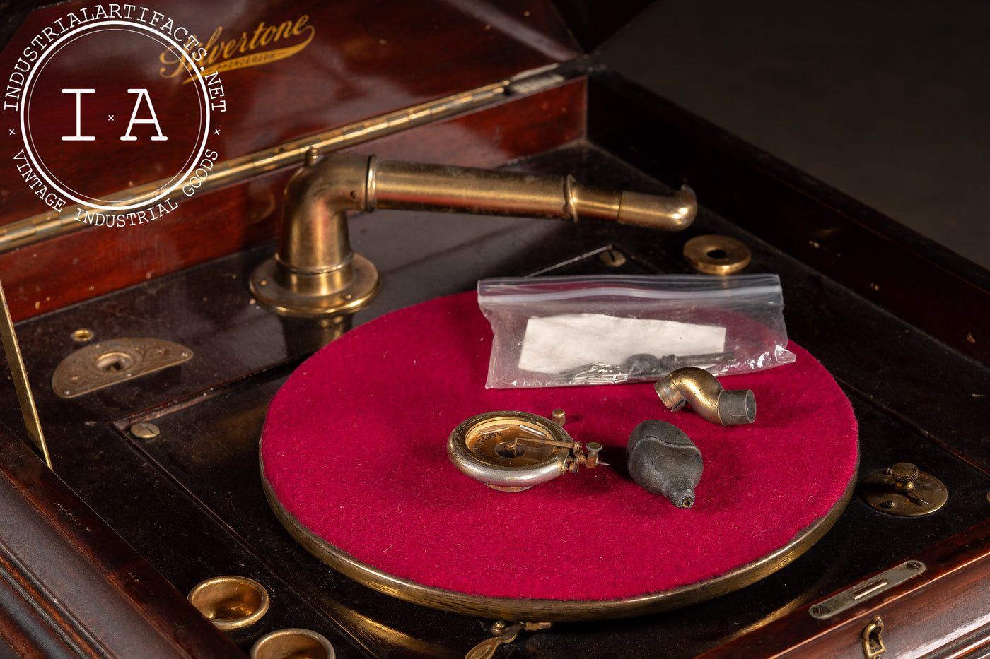 Antique Silvertone Floor Phonograph Cabinet with Records