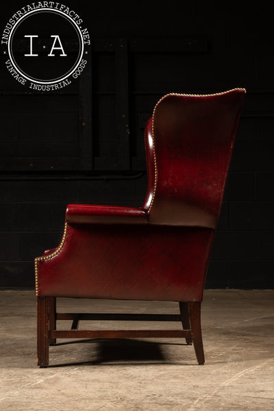 Vintage Tufted Leather Chesterfield Armchair in Red