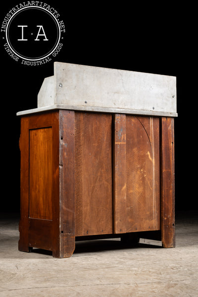 Late 19th Century Eastlake Victorian Walnut Commode Wash Stand with Marble Top