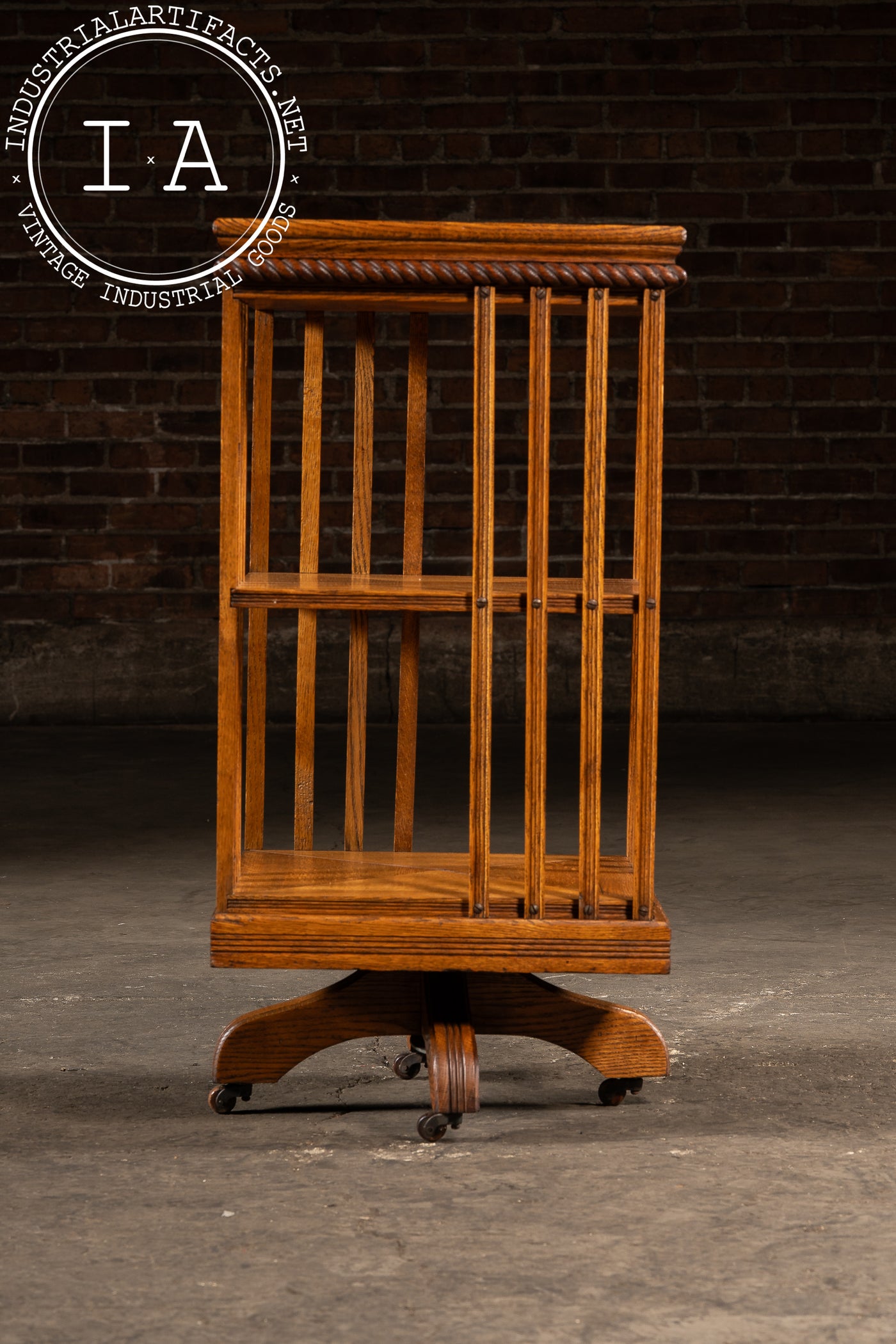 Vintage Oak Revolving Bookcase