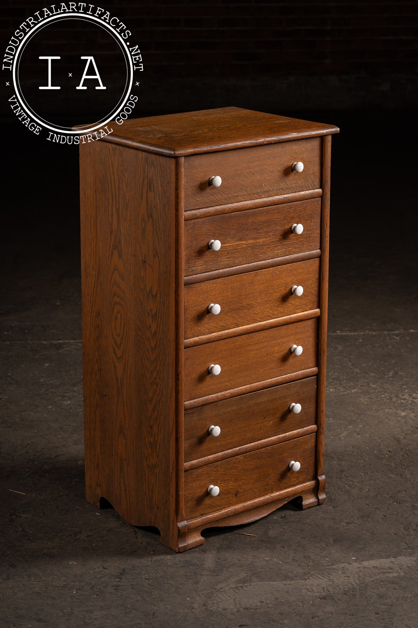 Vintage Oak Six-Drawer Swing-Out Cabinet