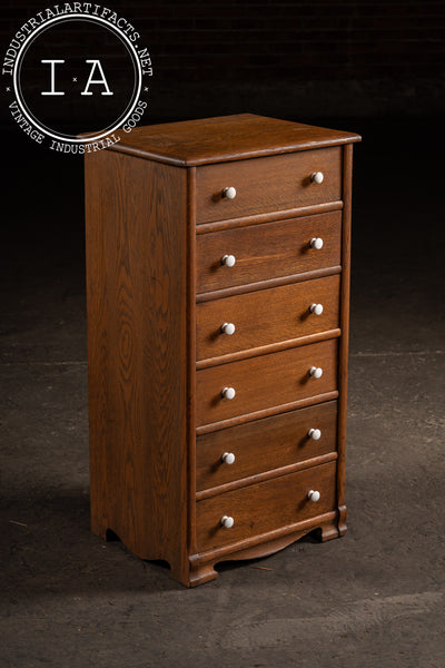 Vintage Oak Six-Drawer Swing-Out Cabinet