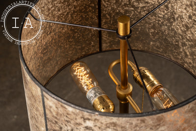 Modern Brass Floor Lamp with Mica Shade by Robert Abbey