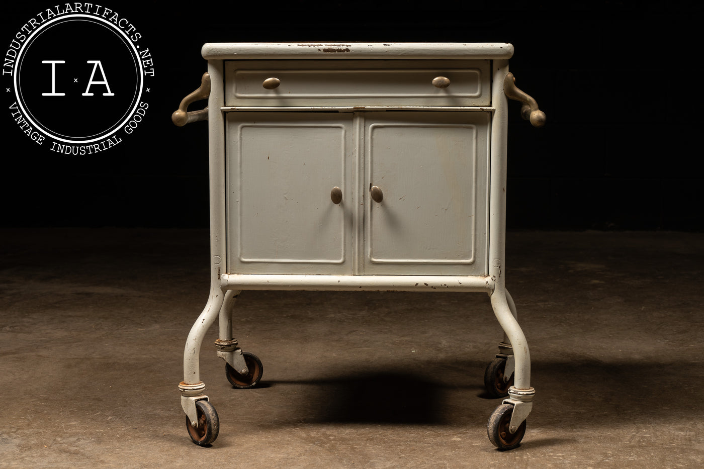 Early 20th Century Steel Dental Cabinet Cart