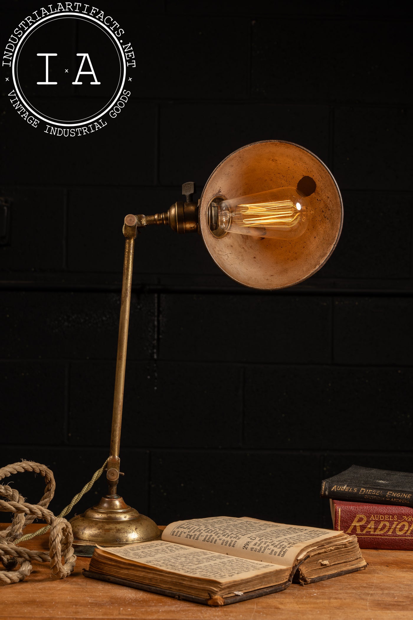 Vintage Industrial Faries Brass Desk Lamp