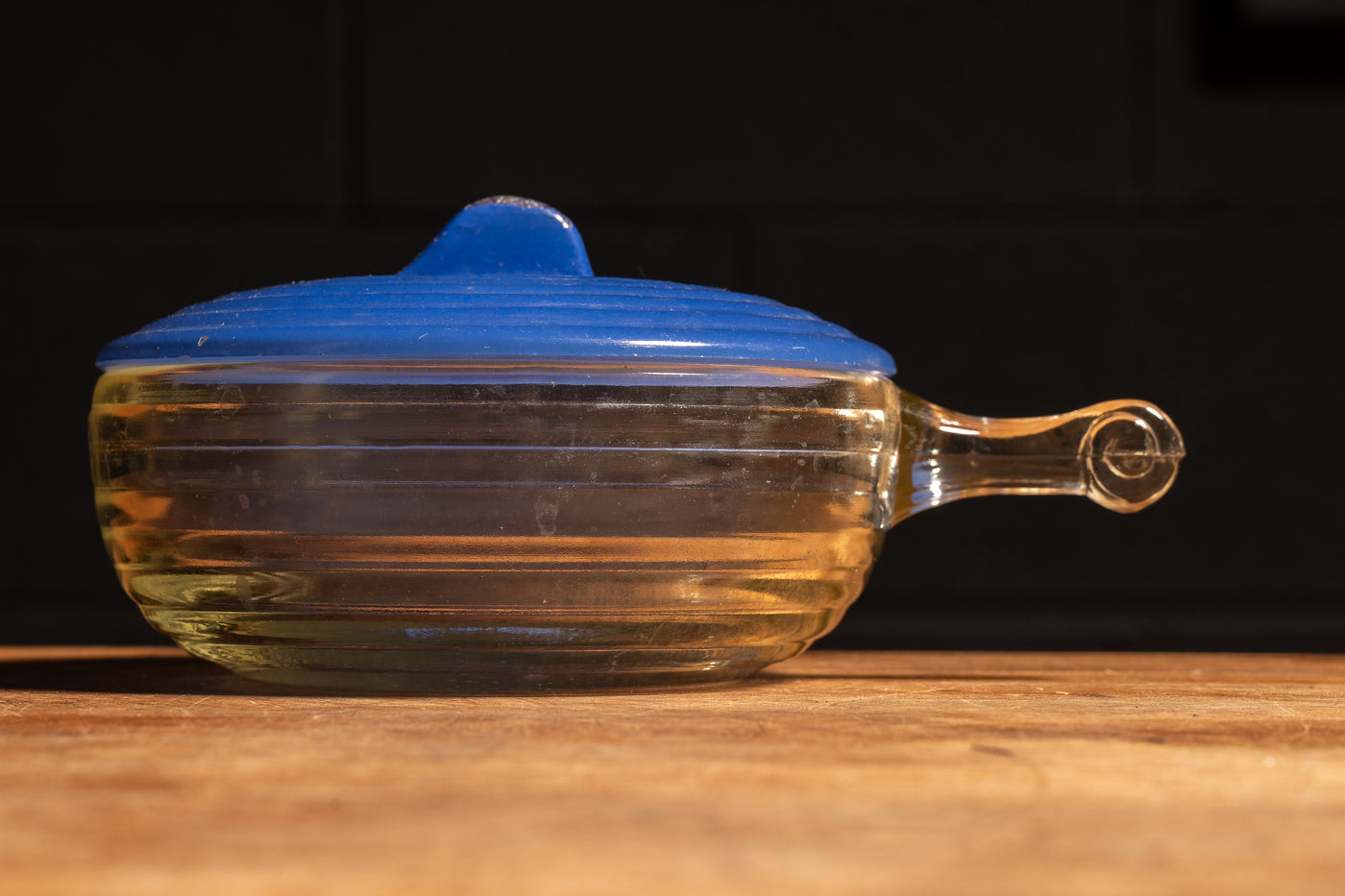 Vintage Vaseline Glass Soup Bowl With Shark Fin Lin