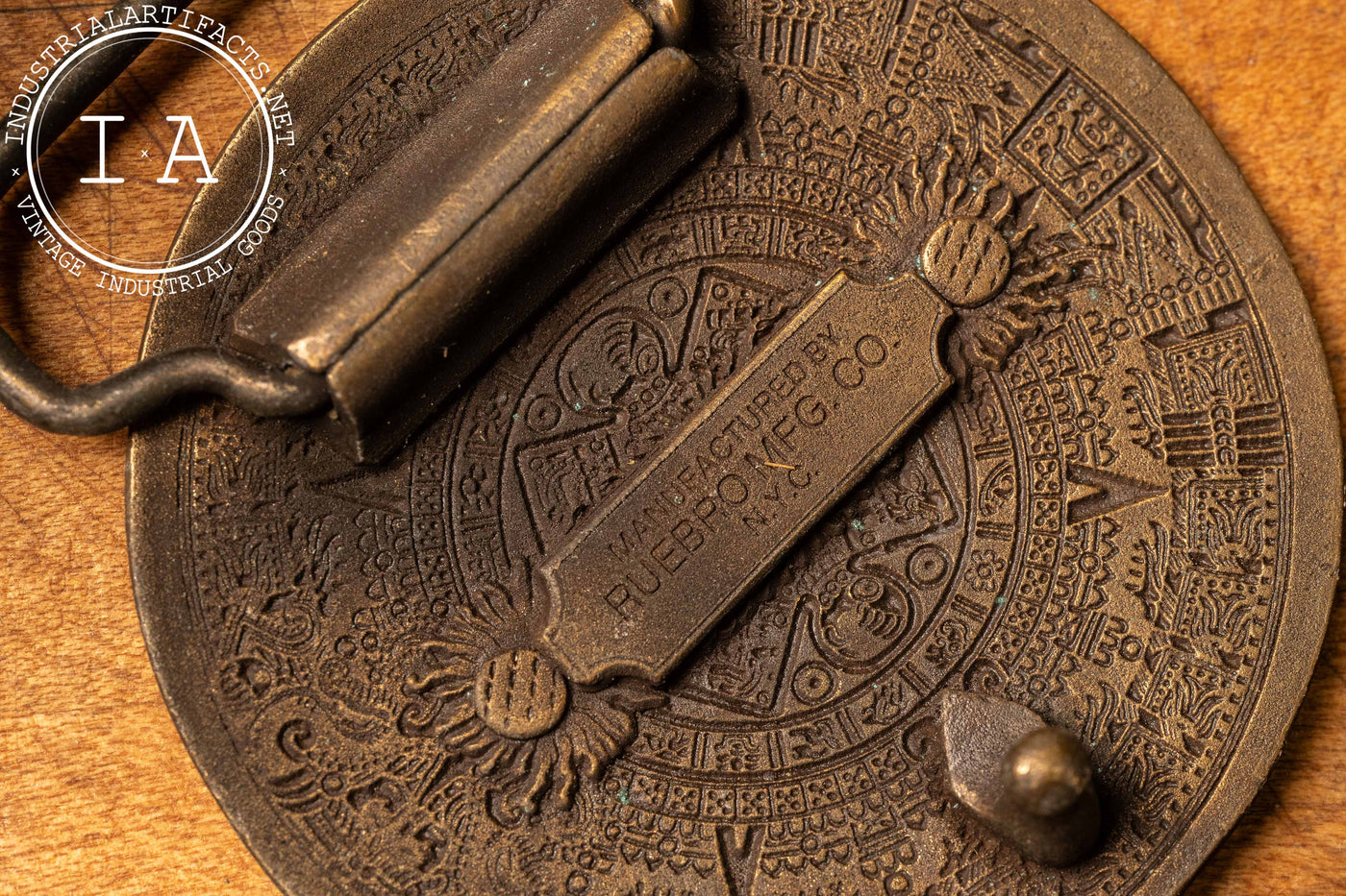 Ornate Aztec Calendar Belt Buckle by Ruebro Mfg