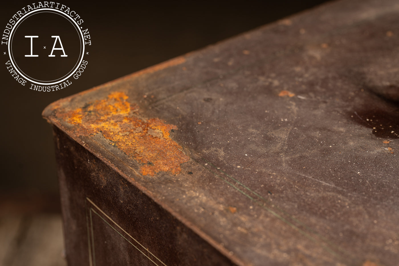 Antique 3-Drawer Heavy Riveted Steel Strongbox with Japanned Handles