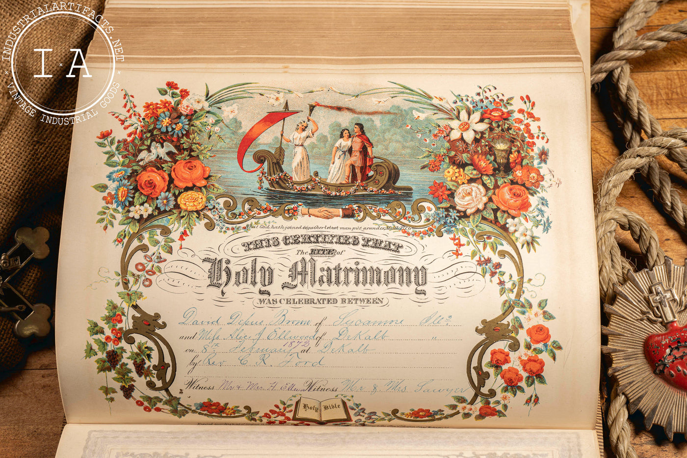 Late 19th Century Ellwood Family Bible - DeKalb, IL