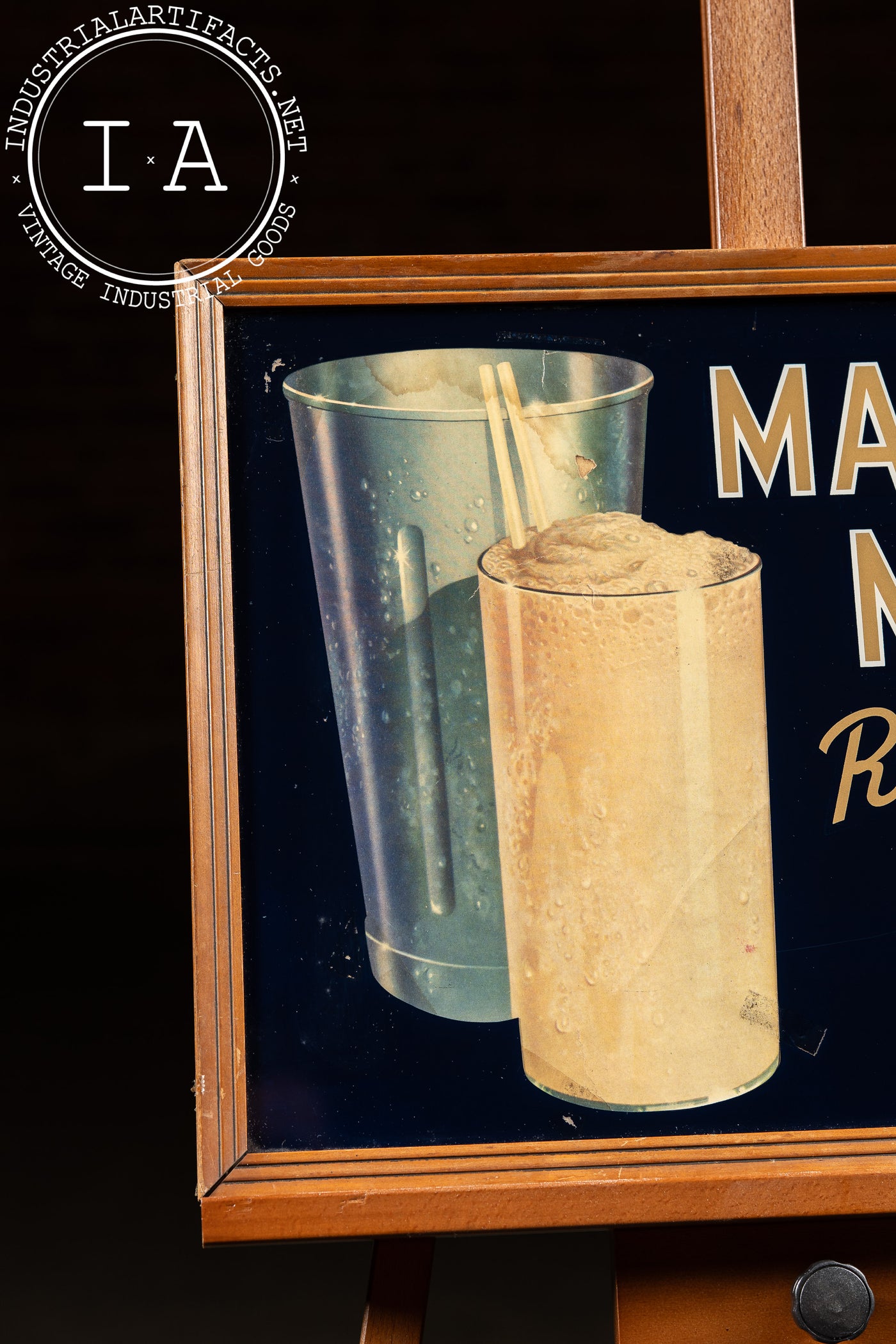 Vintage Furnas Ice Cream Co. Malted Milk Framed Cardstock Sign