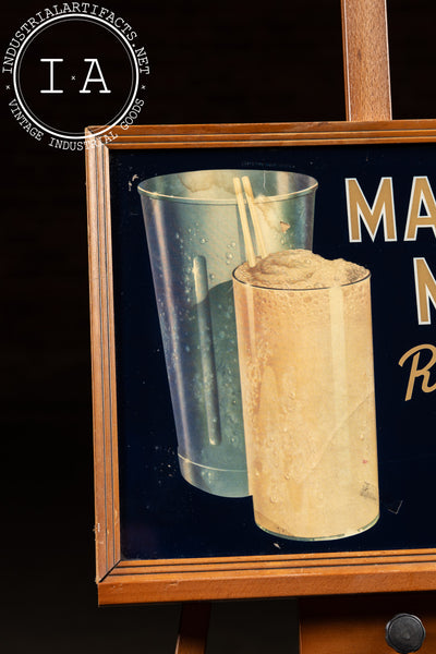 Vintage Furnas Ice Cream Co. Malted Milk Framed Cardstock Sign