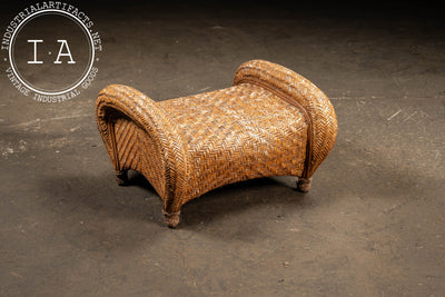 Vintage "Malabar" Rattan Lounge Chair and Ottoman by Pottery Barn