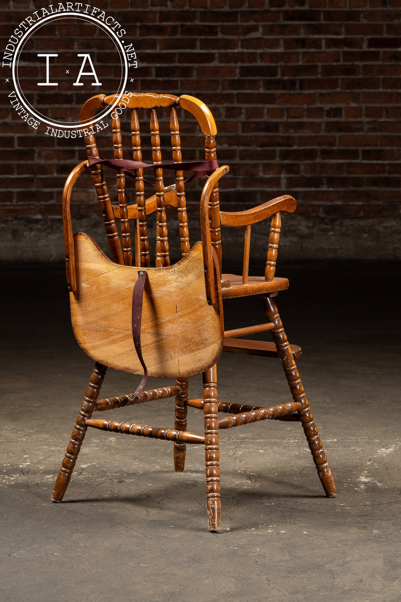 Early 20th Century "Jenny Lind" Wooden Spindle-Back Childrens High Chair