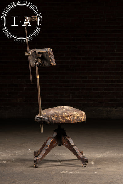 Antique Adjustable Rolling Dental Chair by O.C. White